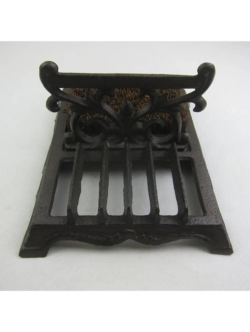 Cast Iron Boot Scraper & Brush Antique Brown Scroll Leaf Design NEW